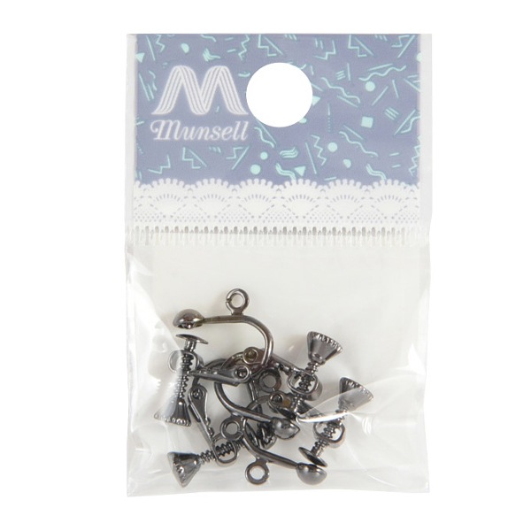 手芸金具 『ネジバネ玉イヤリング 4mm ブラック E-21R』 ビーズ