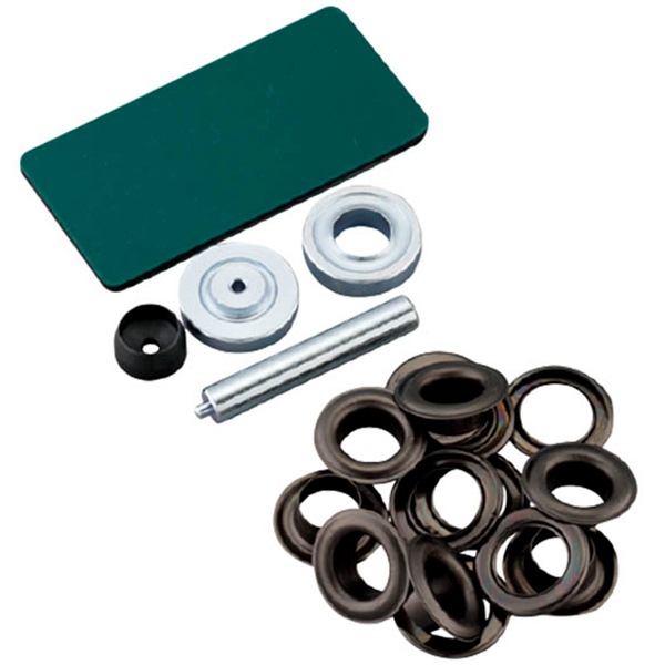 レザー金具 『両面ハトメキット 12mm ブラック 7組 51304』 工芸,皮革