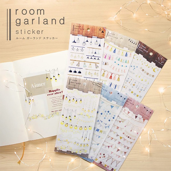 文具 『ルームガーランド ステッカー smoky pink flag 81116