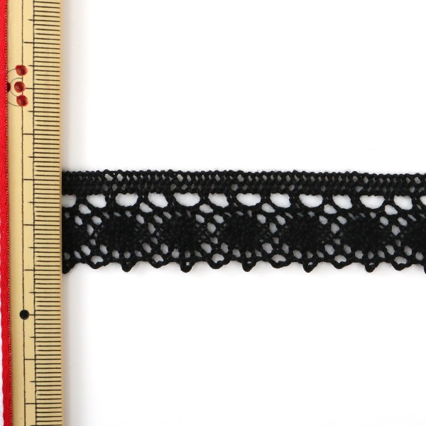 数量5から】 レースリボンテープ 『トーションレース 黒 幅約22mm