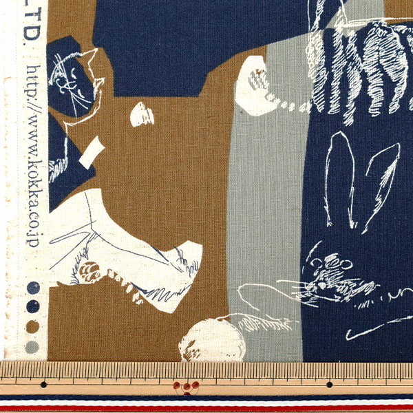 数量5から】 生地 『綿麻シーチング ArtCAT ブラウン YGA-86030-1B