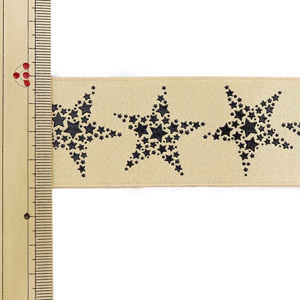 数量5から】 リボン 『フランス製星柄リボン ワイヤー入り 幅約4cm 100