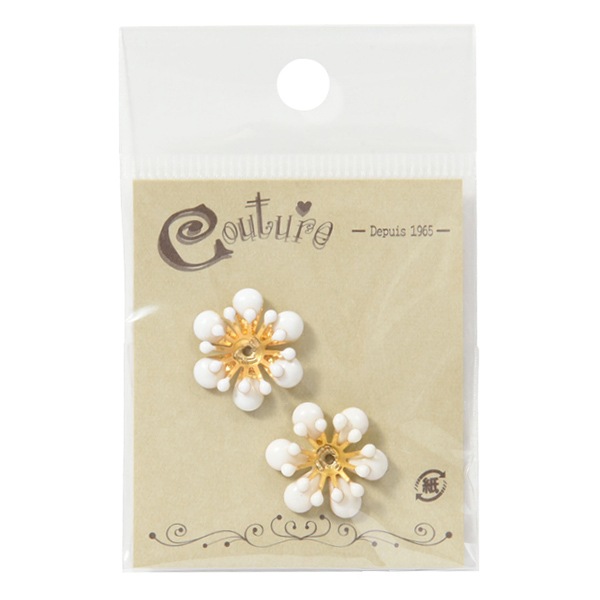 手芸パーツ 『カラーフラワーパーツ 白花弁付き ホワイト 2個 手芸パーツ 『カラーフラワーパーツ 白花弁付き ホワイト 2個