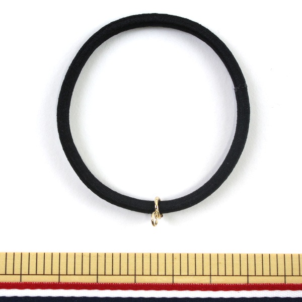 手芸金具 『カン付ヘアゴム 黒ゴム ゴールド 1個入り』 ビーズ,金具
