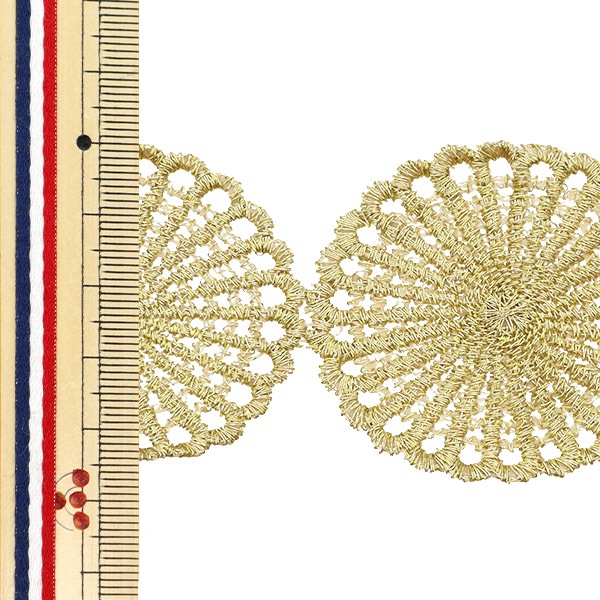 メガローズ プレート 27cm 数量5から】 手芸ブレード 『メタリックレース 約7cm幅 黒金 GY-99-24