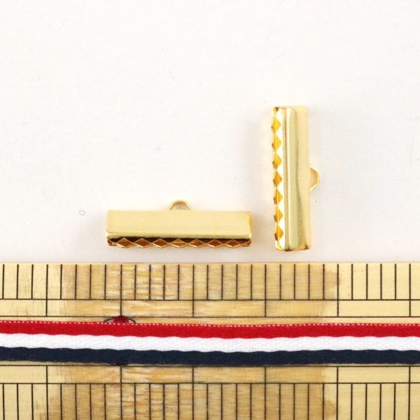 手芸金具 『リボン止め金具 20mm ゴールド 2個入り』 ソーイング,金具