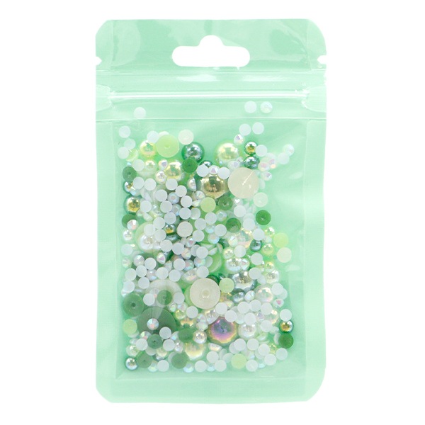 手芸パーツ 『パール&ラインストーンミックス グリーン DW-09