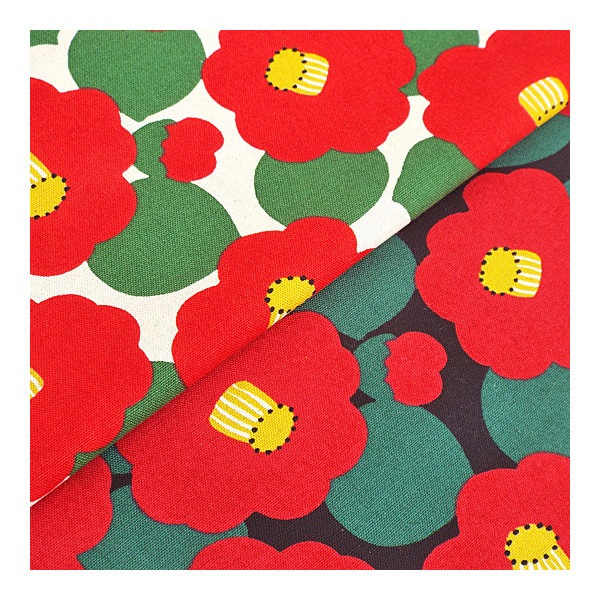 数量5から】 生地 『綿麻キャンバス つばき (椿) KSP-5375-A』 COTTON