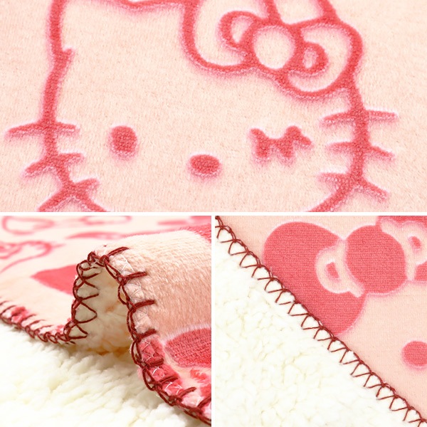 防寒具『オパール加工ブランケット ハローキティ ぽこぽこリボン 約70