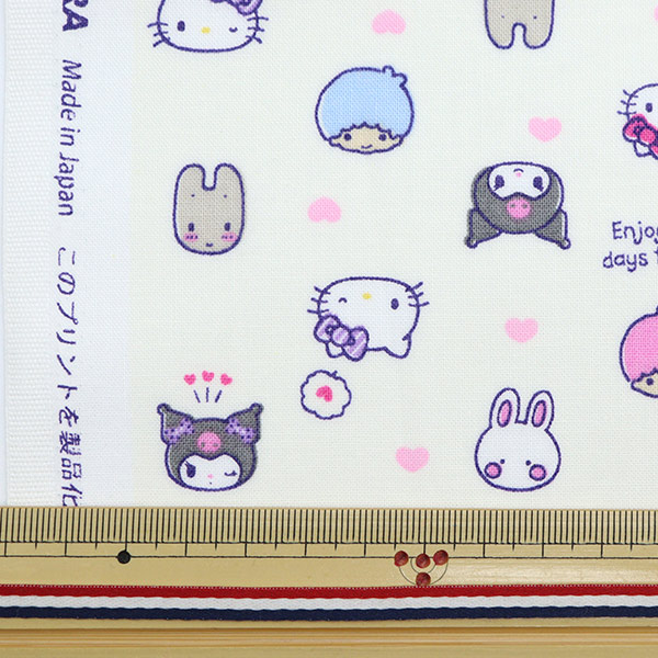 数量5から】 生地 『抗菌防臭シーチング サンリオミックス ハート オフ