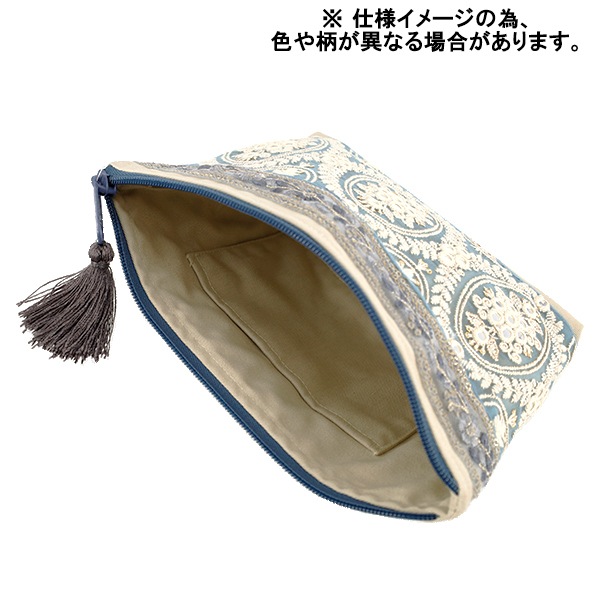 小物入れ 『インド刺繍舟形ポーチ 約横19.5×縦14.5×マチ6cm IFP-03