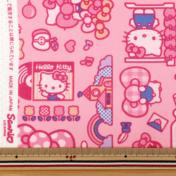 数量5から】 生地 『オックス ハローキティ 4WAY柄 ピンク G-8988-1B