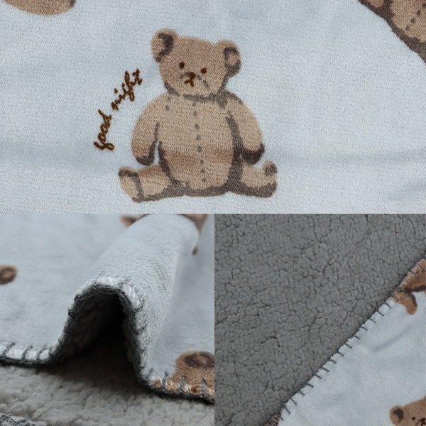 防寒具『Swannel スワンネル3wayひざ掛け 約70cm×100cm ベア GY』 生活