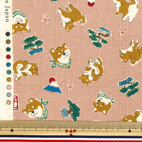 数量5から】 生地 『ドビー 柴犬 ピンク YKA-31060-2B』 KOKKA コッカ