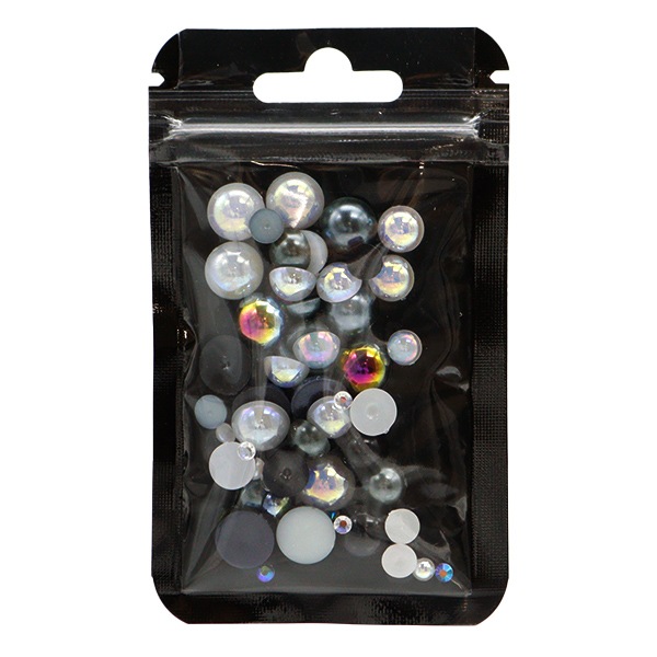 手芸パーツ 『パール&ラインストーンミックス ブラック DW-09