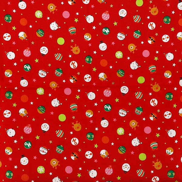 生地 『クリスマスプリント 水玉 カットクロス 約110×50cm レッド