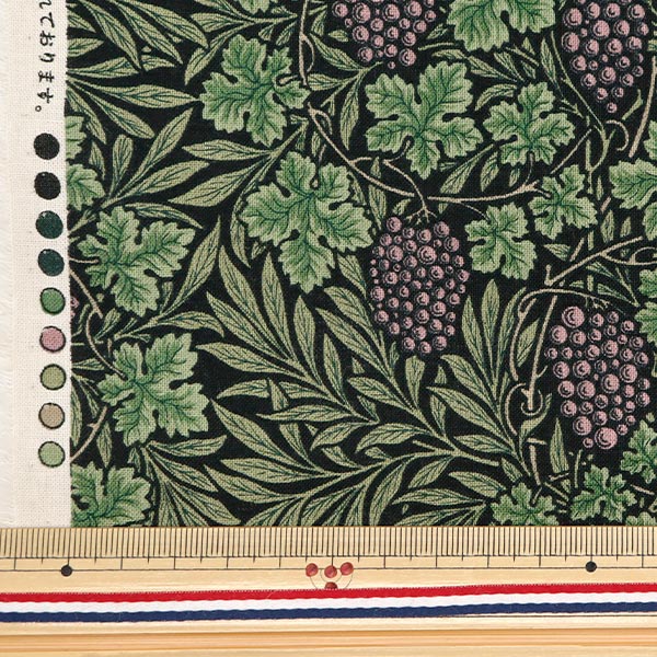 数量5から】 生地 『シーチング V&A ヴァイン ブラック VA10022-E