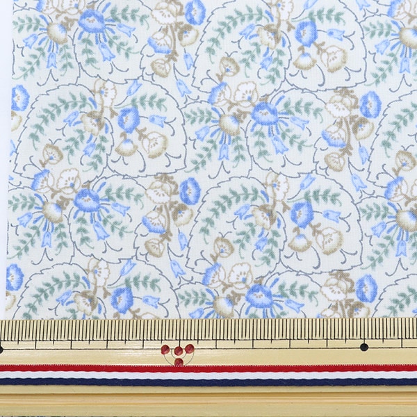 生地確認用　専用 数量5から】 生地 『60ローン Classic FlowerII ソフトブルー YQA