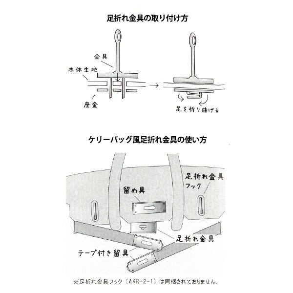 かばん材料 『ケリーバック風テープ付足折れ留金セット AKRT-75G