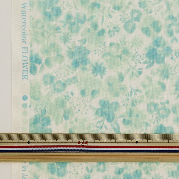 数量5から】 生地 『NOVA シーチングソフト 水彩小花 ミント