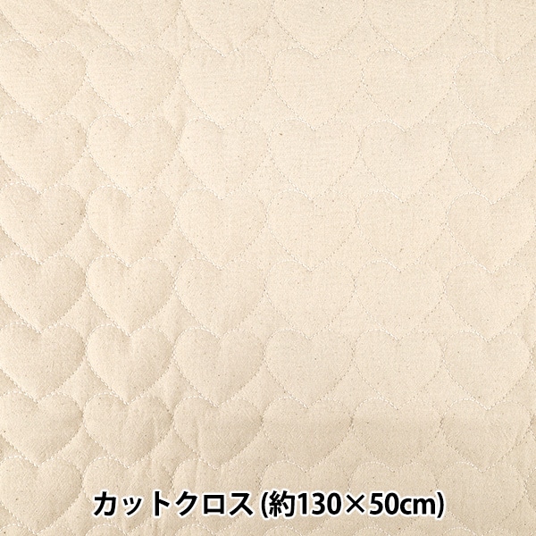 生地 『キルトカットクロス リボン柄 約65cm×100cm ナチュラル C