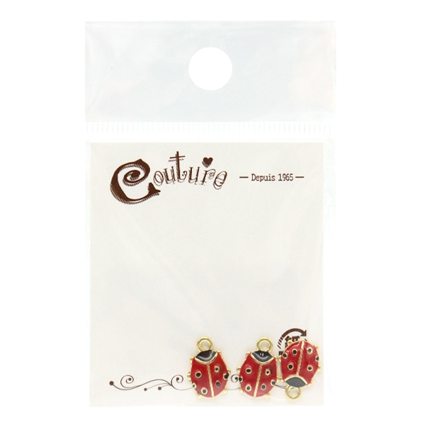 アクセサリー素材 『ハッピーチャーム てんとう虫 3個入リ HPC-2