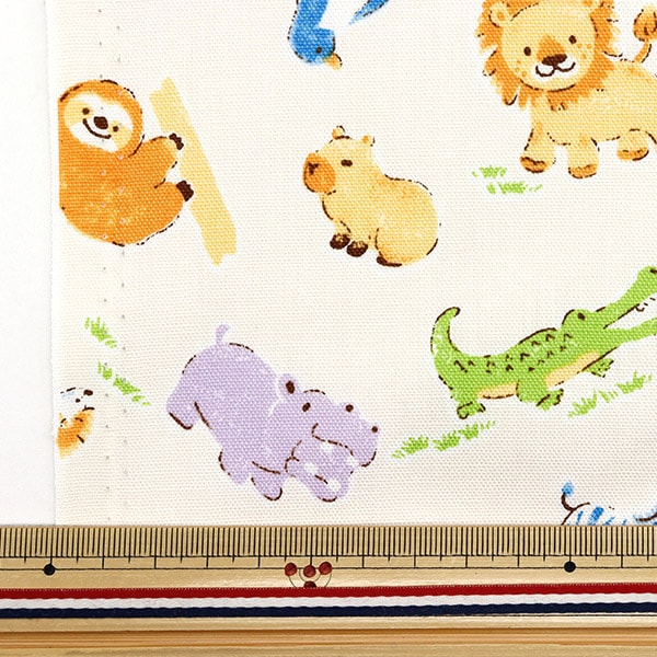 数量5から】 生地 『オックス アニマル柄 ベージュ 333-A-BE』 生地