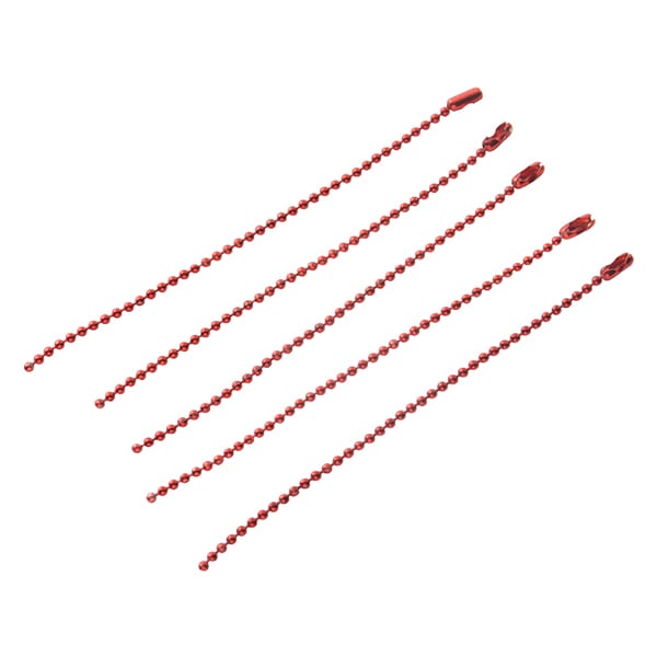 赤と青のボールチェーン付き6個セット 手芸金具 『カラーボールチェーン 赤 5本入り』 ビーズ,ビーズ金具