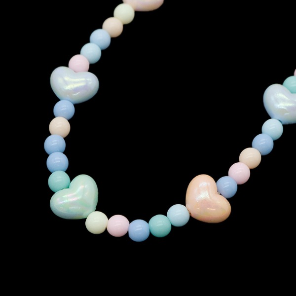 アクセサリー素材 『ジュエルストラップ ハート パステル 10-4738