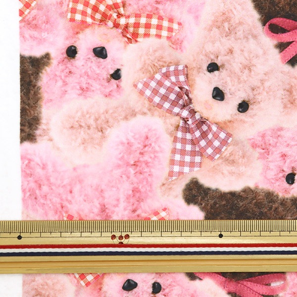 数量5から】 生地 『クラシカル モダンボアプリント ベアチェック