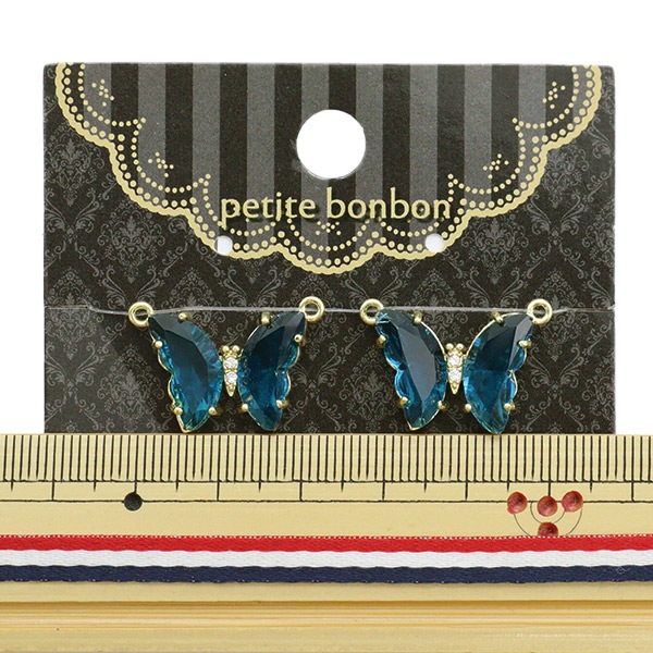 アクセサリー素材 『ストーンチャーム 蝶 2個 ターコイズブルー GN-28