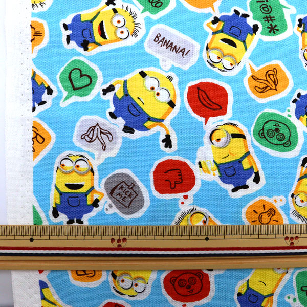 数量5から】 生地『オックス ミニオンズフィーバー 映画柄 ブルー G