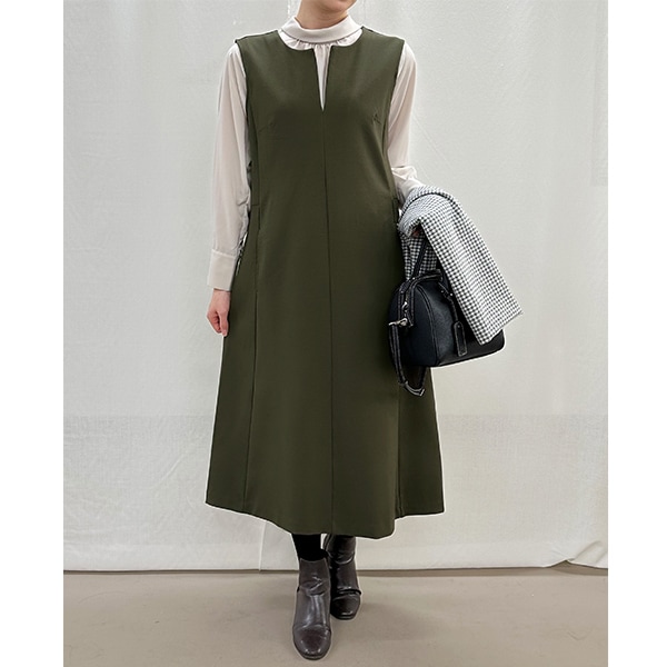 ワンピース 『ポンチニットフレアジャンパースカート ネイビー SA00573