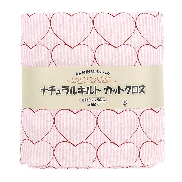 生地 『ナチュラルキルト カットクロス 約130×50cm ピンクストライプ C