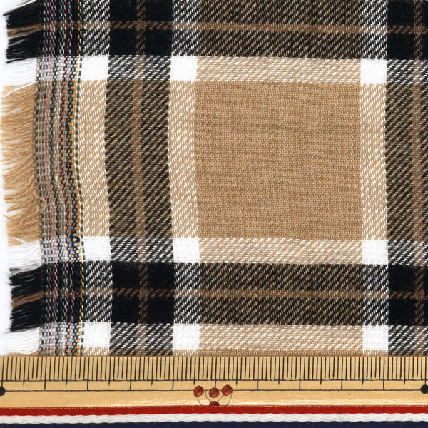 Yue ブラウンチェック 秋冬生地セール】 【数量5から】 生地 『とろける起毛チェック
