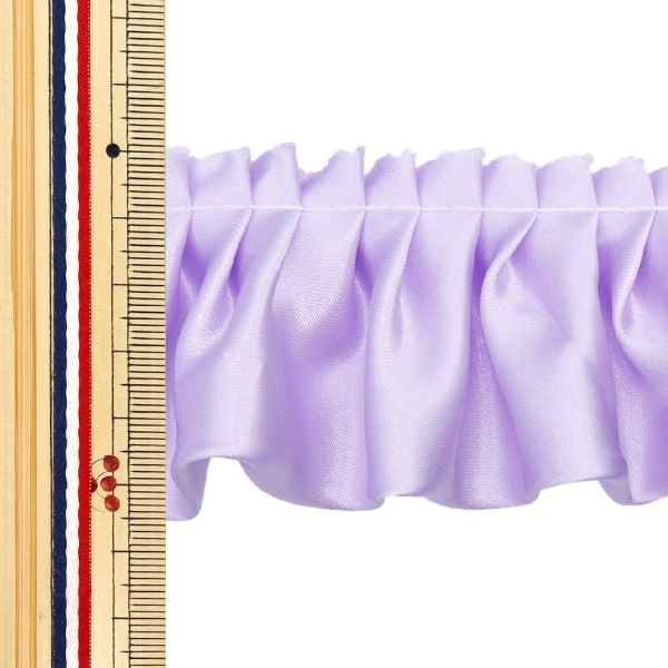 数量5から】 フリルリボンテープ 『サテンフリル 約55mm幅 ラベンダー