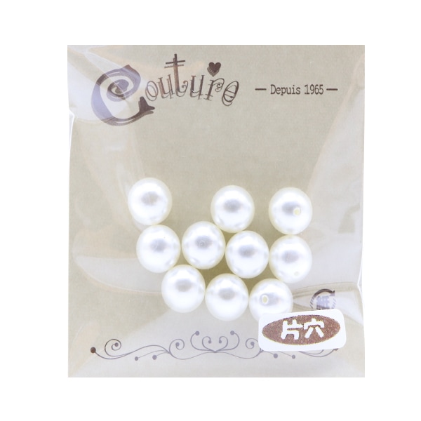 ビーズ 『プティパール 片穴 1cm ホワイト 約10個入り OH-29』 ビーズ
