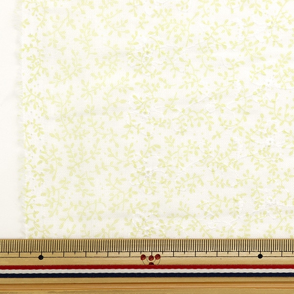 数量5から】 生地 『Wガーゼ刺繍 小花 ライトグリーン AP4730-1C