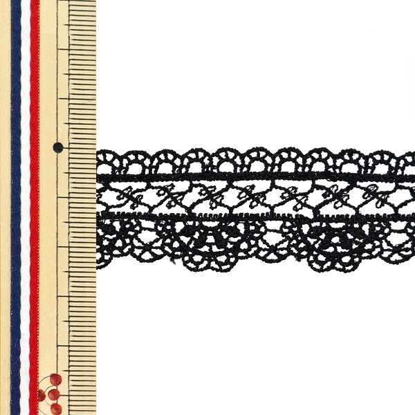 メガローズ プレート 27cm 数量5から】 手芸ブレード 『メタリックレース 約7cm幅 黒金 GY-99-24