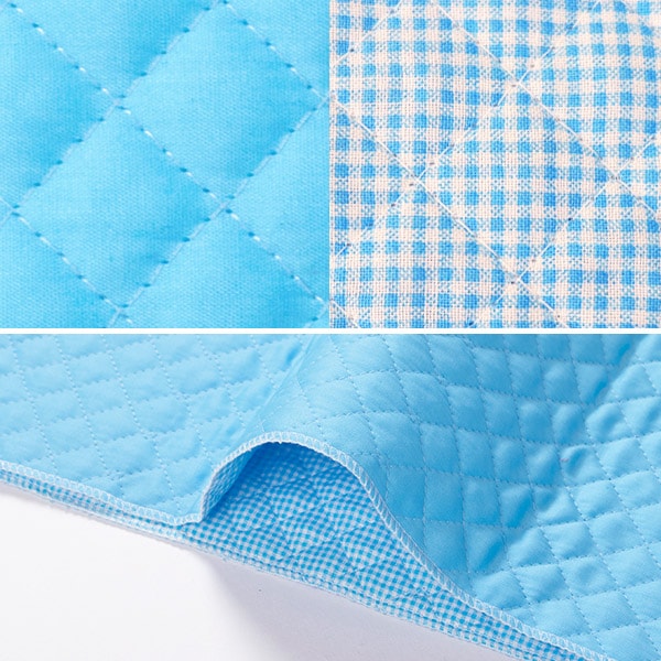 数量5から】 生地 『リバーキルティング (チェック) 06 薄青』 生地