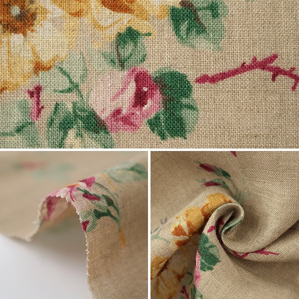 数量5から】 生地 『麻 (リネン) エンジェルソフト 花柄 ライト