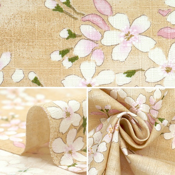 数量5から】 生地 『サザンクロス 桜さくら文様 薄亜麻色 KTS6850-A
