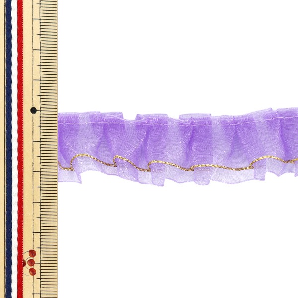 数量5から】 フリルリボン 『Wレースフリル 約2.5cm幅 パープル FR2306