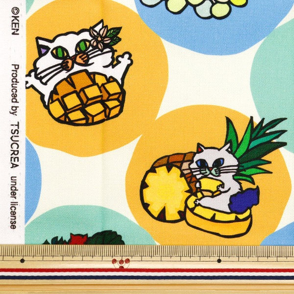 生地 『KEN オックスカットクロス フルーツ 約70cm×75cm KNFO-01