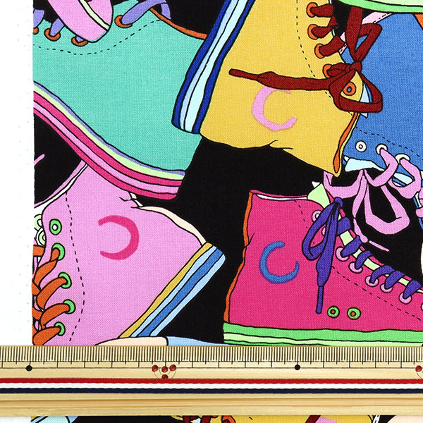 数量5から】 生地 『USAコットン ALEXANDER HENRY High Tops ブラック