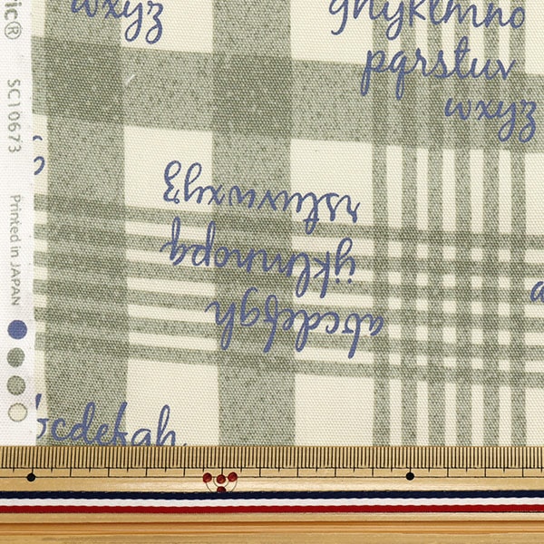 数量5から】 生地 『オックス チェック&アルファベット グレー