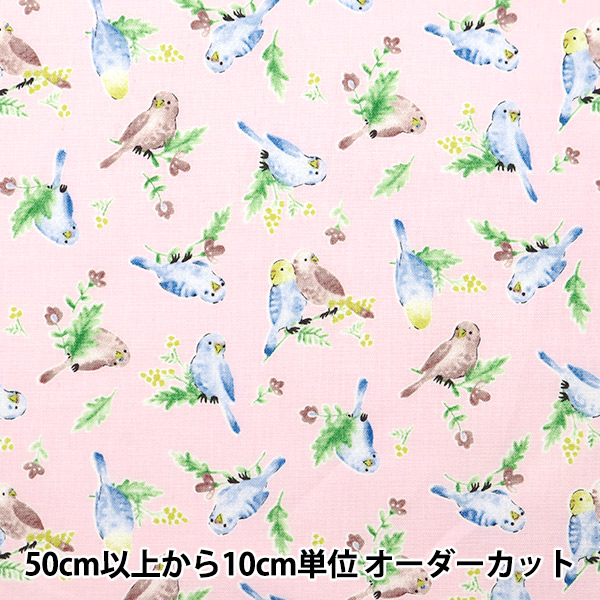 数量5から】 生地 『シーチング カラフルキャンバス 水彩インコ柄