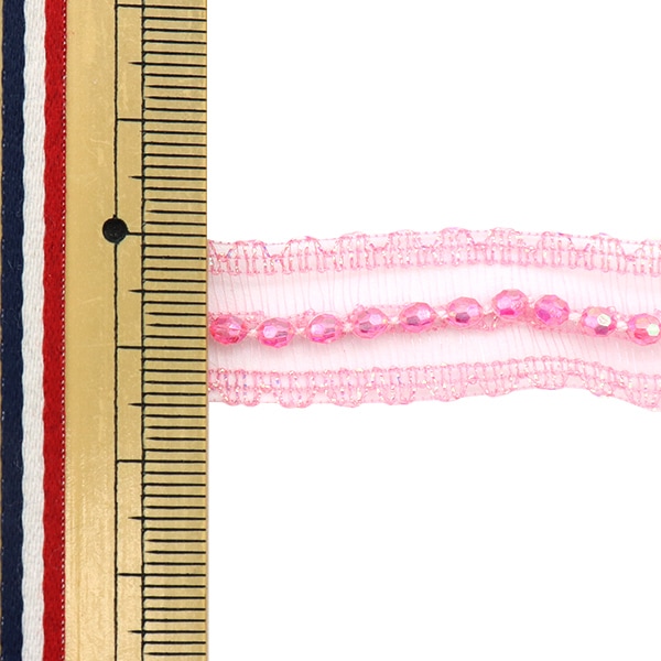数量5から】 リボン 『クリスタルビーズリボン 幅15mm 37番色 9757