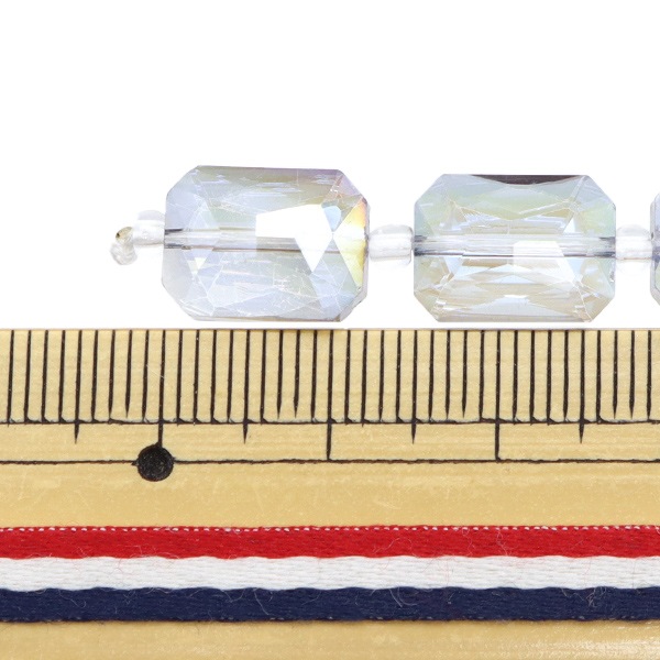 ビーズ 『ガラスビーズ レクタングルカット 9×12mm ブルーオーロラ
