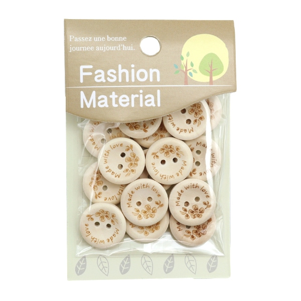ボタン 『ウッドボタンミックス 20mm ナチュラル WB20J』 服飾,ボタン